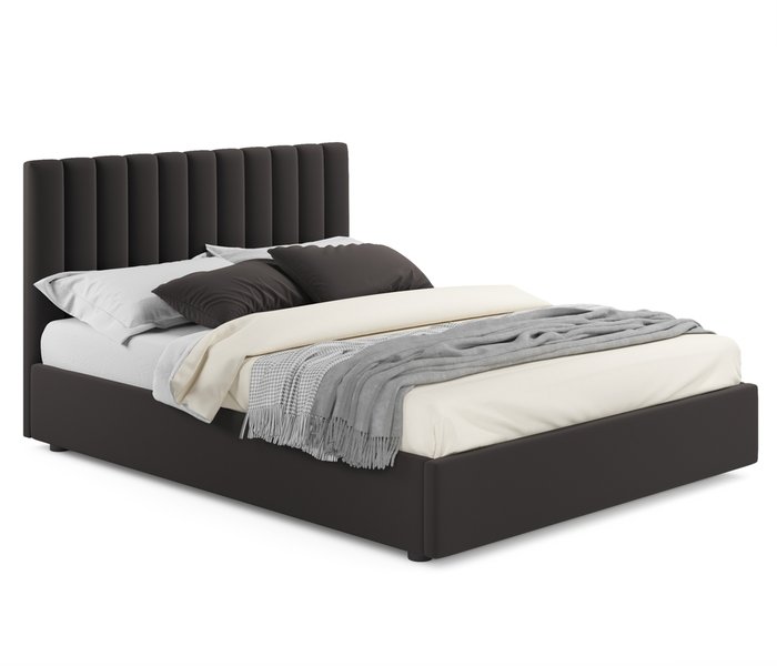 Кровать с подъемным механизмом и двумя тумбами Olivia 160х200 коричневого цвета - купить Спальные гарнитуры по цене 39950.0
