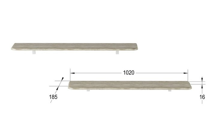 Комплект из двух полок Сочи цвета  дуб беленый   - купить Полки по цене 1691.0