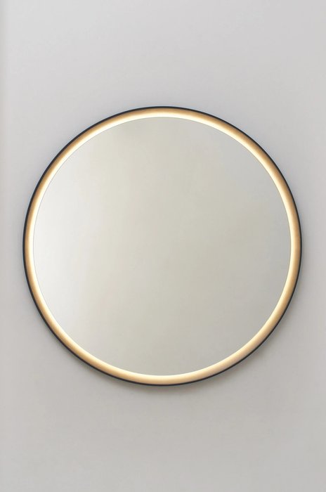 Парящее круглое зеркало Special B с подсветкой в черной раме