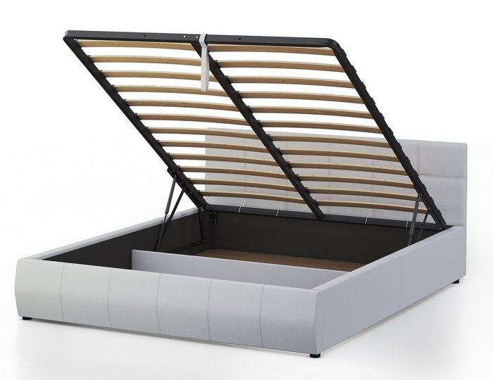 Кровать Венера-1 180х200 белого цвета с подъемным механизмом (экокожа) - лучшие Кровати для спальни в INMYROOM
