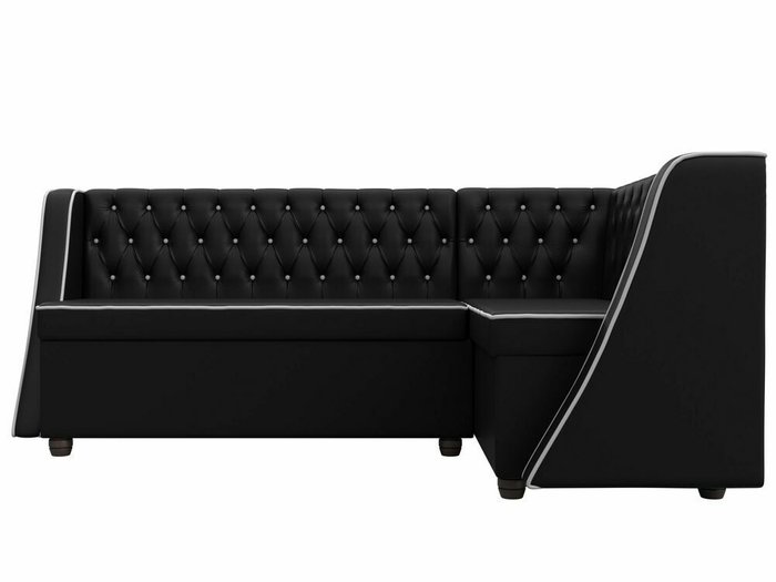 Кухонный угловой диван Лофт черного цвета (экокожа) правый угол - купить Угловые диваны по цене 48999.0
