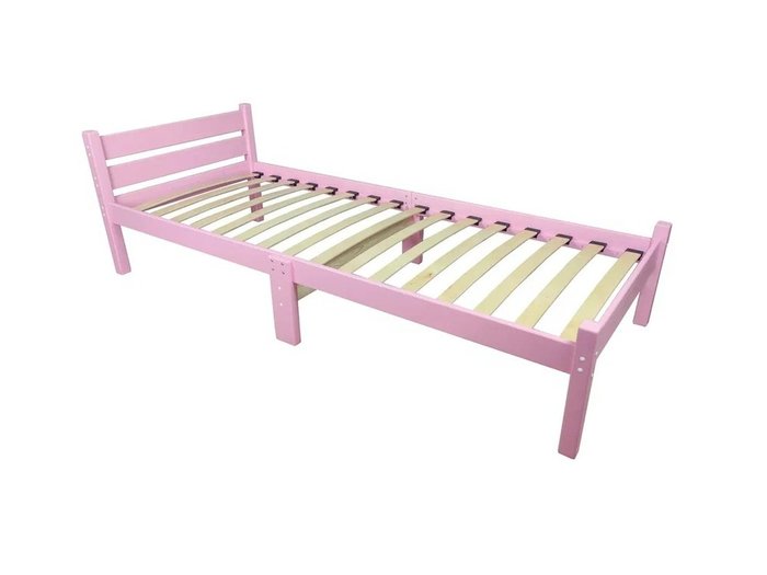 Кровать Компакт сосновая с ортопедическим основанием 70х200 розового цвета