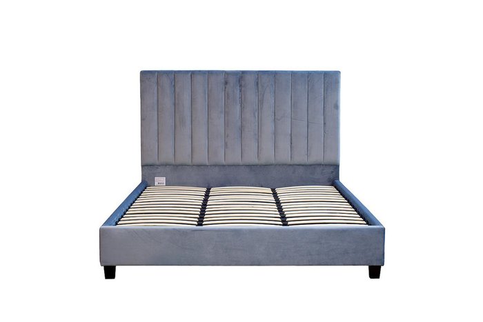 Кровать двуспальная из велюра велюра серебристо-серого цвета 180х200