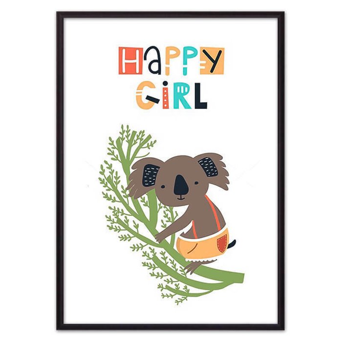 Постер в рамке Коала "Happy girl" 21х30 см