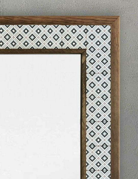Настенное зеркало 53x73 с каменной мозаикой бело-серого цвета - лучшие Настенные зеркала в INMYROOM