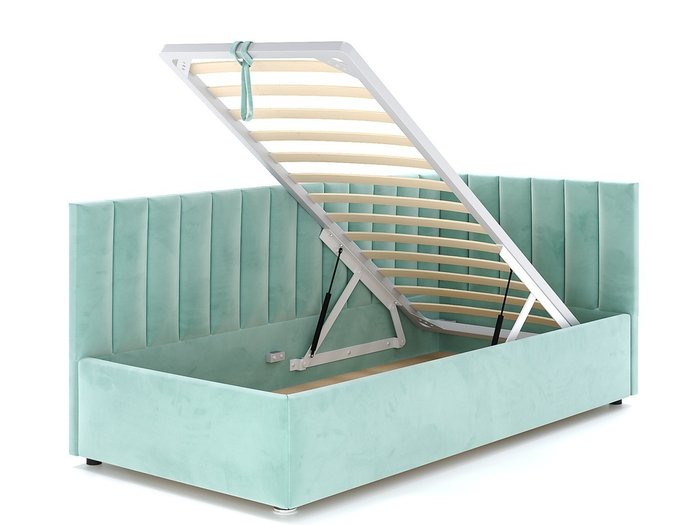 Кровать Negga Mellisa 90х200 мятного цвета с подъемным механизмом правая - лучшие Кровати для спальни в INMYROOM