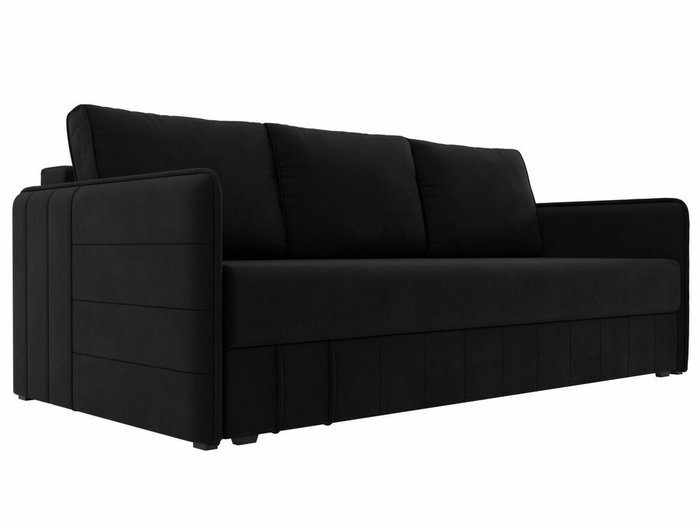 Прямой диван-кровать Слим черного цвета с пружинным блоком