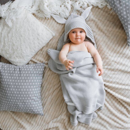 Плед Капюшон для новорожденного из шерсти с добавлением ПАН - лучшие Пледы в INMYROOM