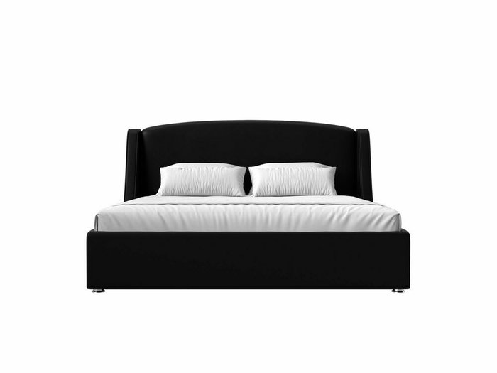 Кровать Лотос 180х200 черного цвета с подъемным механизмом (экокожа) - купить Кровати для спальни по цене 82999.0