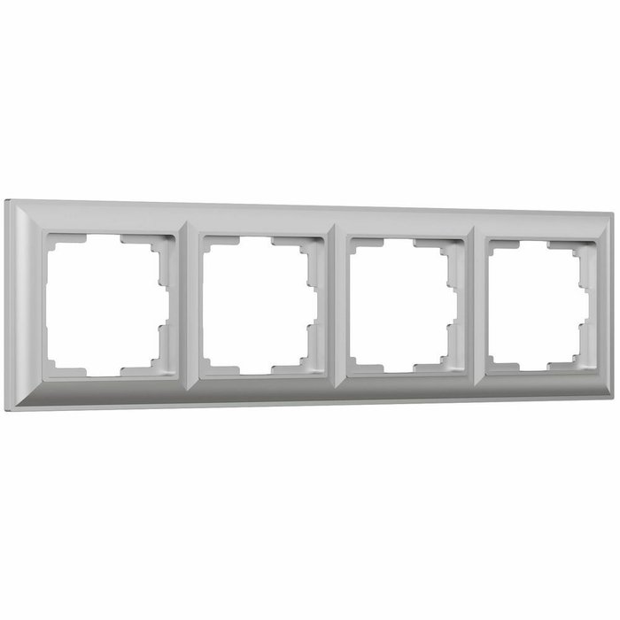 Рамка из пластика на 4 поста Fiore серебряный W0042206 Рамка из пластика на 4 поста Fiore серебряный W0042206