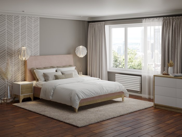 Кровать Odda 180х200 бежево-серый цвета - купить Кровати для спальни по цене 41540.0
