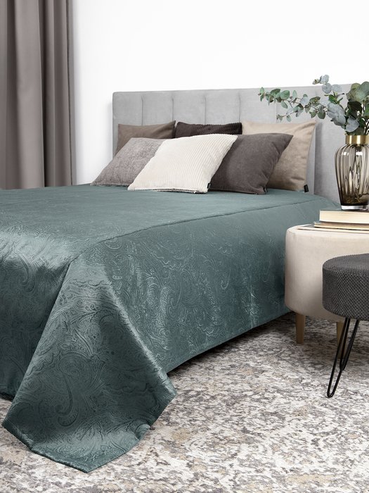 Покрывало Duo Glance Twiddle Mint 230x240 темно-бирюзового цвета Покрывало Duo Glance Twiddle Mint 230x240 темно-бирюзового цвета