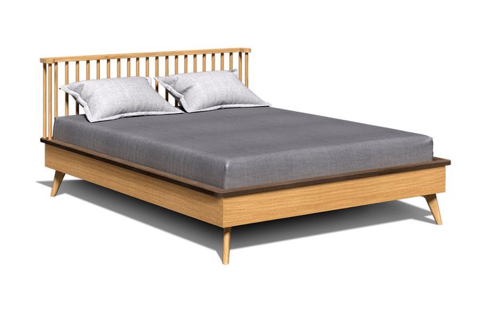 Кровать Elva 160x200 бежевого цвета с графитовой окантовкой