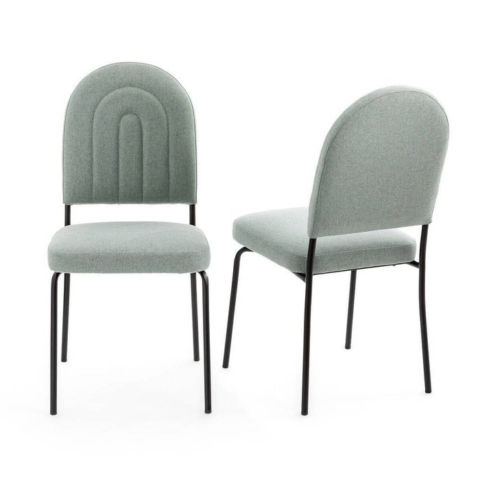 Комплект из двух стульев из текстурной ткани Rainbow зеленого цвета - лучшие Обеденные стулья в INMYROOM