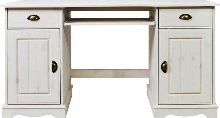Письменный стол из массива сосны Клаудия белого цвета - купить Письменные столы по цене 34000.0