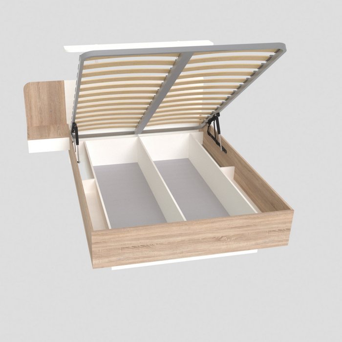 Кровать Астра 120х200 бело-бежевого цвета с подъемным механизмом и одним ящиком - купить Кровати для спальни по цене 43930 Кровать Астра 120х200 бело-бежевого цвета с подъемным механизмом и одним ящиком - купить Кровати для спальни по цене 43930