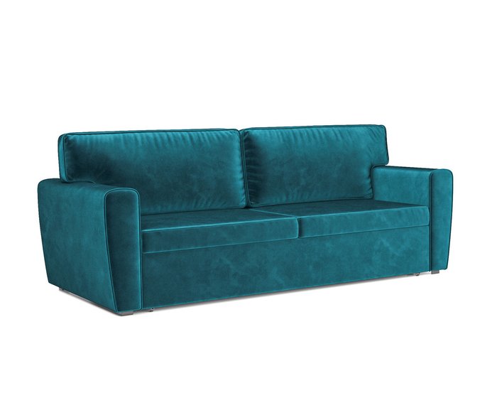 Прямой диван-кровать Оскар сине-зеленого цвета