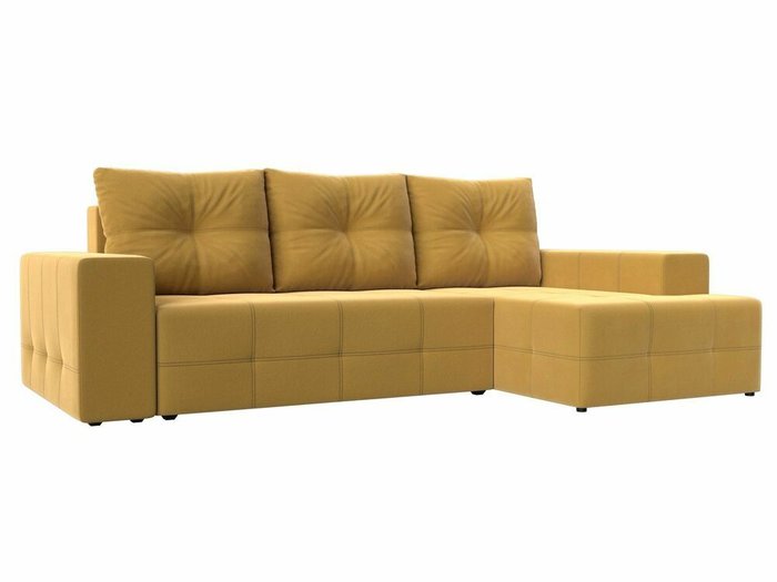 Угловой диван-кровать Перри желтого цвета правый угол