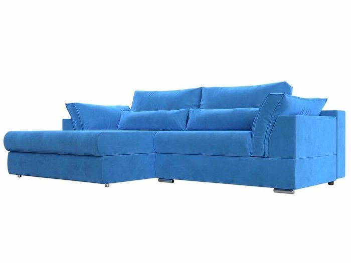 Угловой диван-кровать Пекин голубого цвета угол левый
