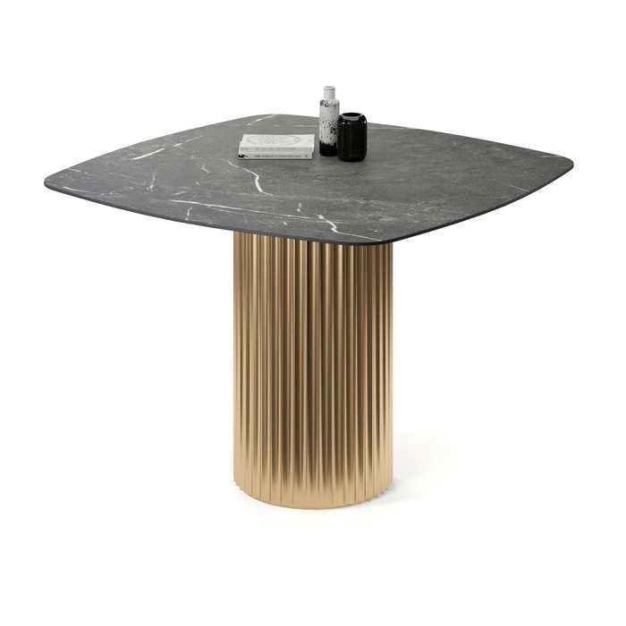 Обеденный стол квадратный Капелла на золотом основании - купить Обеденные столы по цене 58065.0