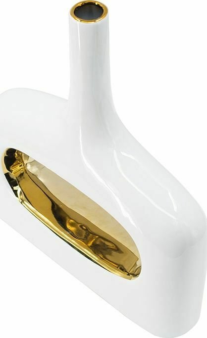 Керамическая ваза бело-золотого цвета - лучшие Вазы  в INMYROOM
