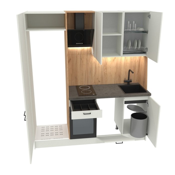 Кухня прямая Просто КП1950.2 серо-бежевого цвета правая - купить Кухонные гарнитуры по цене 85330