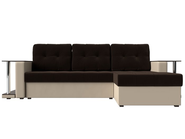 Угловой диван-кровать Даллас коричневого цвета (ткань\экокожа) - купить Угловые диваны по цене 42690.0