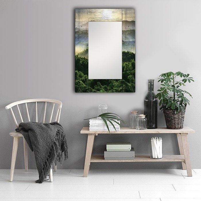 Настенное зеркало Зеленая долина в деревянной раме 75х170 - купить Настенные зеркала по цене 16990.0
