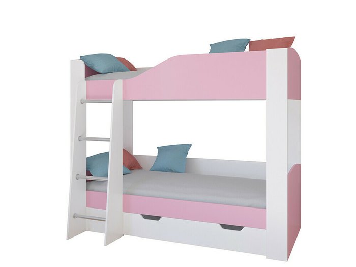 Двухъярусная кровать Астра 2 80х190 бело-розового цвета 