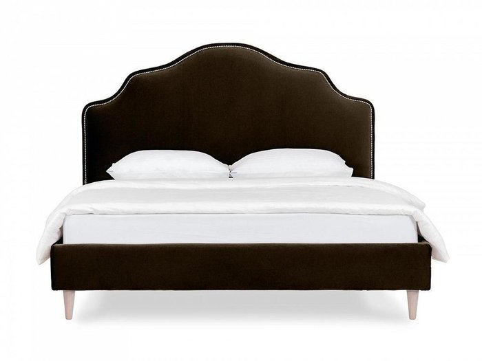 Кровать Queen II Victoria L 160х200 темно-коричневого цвета с бежевыми ножками - купить Кровати для спальни по цене 56810.0
