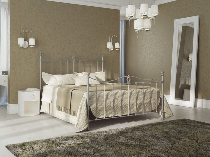Кровать Тая 160х200 серебряного цвета