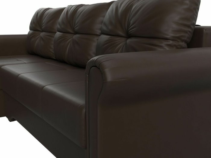 Угловой диван-кровать Леон коричневого цвета (экокожа) левый угол - лучшие Угловые диваны в INMYROOM