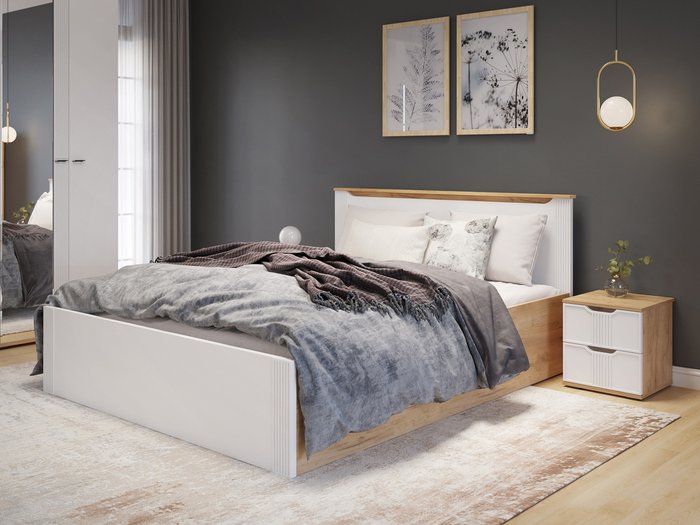 Кровать с подъемным механизмом Эмилия 160х200 белого цвета - лучшие Кровати для спальни в INMYROOM