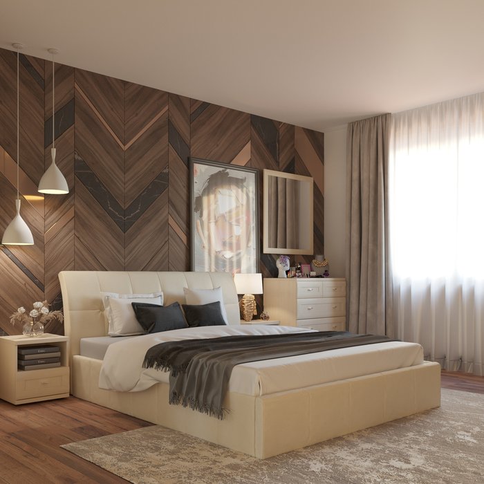 Кровать Инуа 160х200 бежевого цвета с подъемным механизмом - лучшие Кровати для спальни в INMYROOM