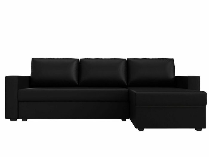 Угловой диван-кровать Траумберг Лайт черного цвета правый угол (экокожа) - купить Угловые диваны по цене 25999.0