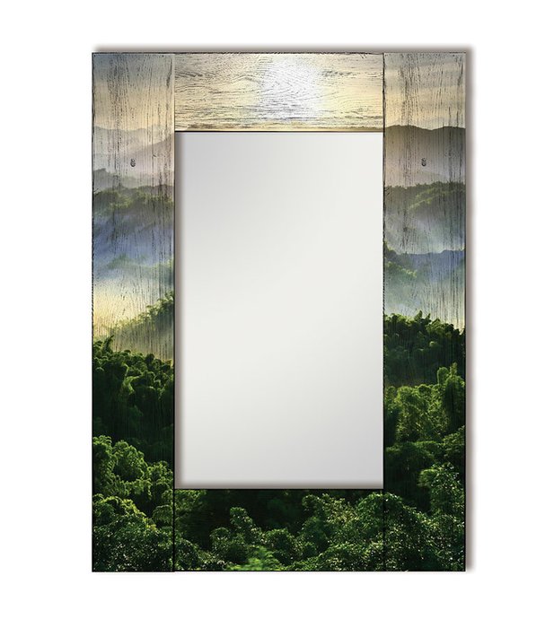 Настенное зеркало Зеленая долина в деревянной раме 75х110