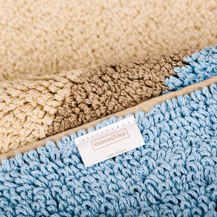 Мягкий коврик Naturel для ванной комнаты 70х70 бежево-голубого цвета - лучшие Коврики для ванной в INMYROOM