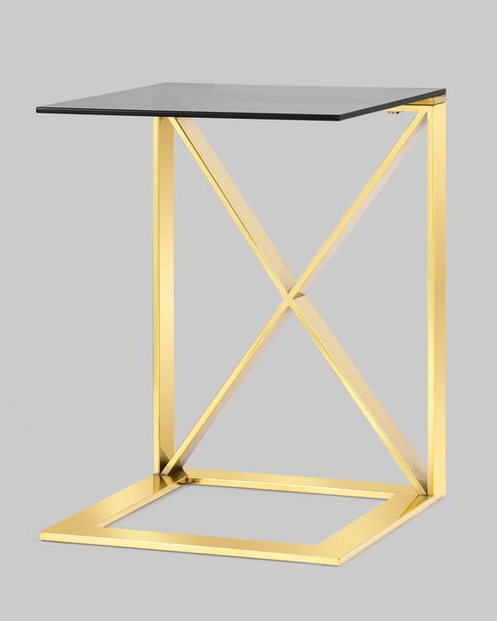 Приставной столик Кросс золотого цвета - купить Кофейные столики по цене 11990.0