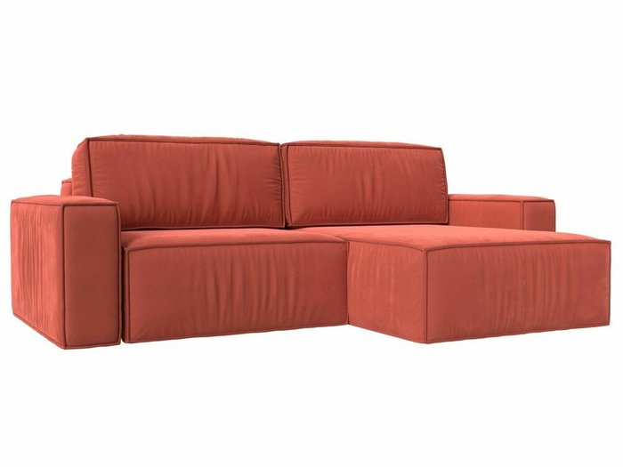 Угловой диван-кровать Прага классик кораллового цвета правый угол