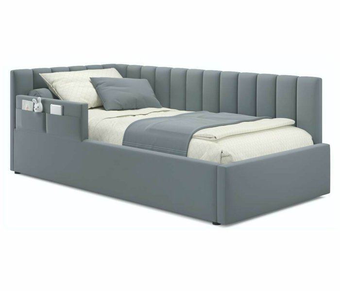 Кровать Milena 90х200 серого цвета с подъемным механизмом