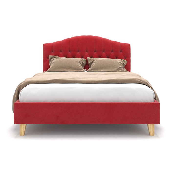 Кровать Hannah красного цвета на ножках 180х200 - купить Кровати для спальни по цене 74900.0