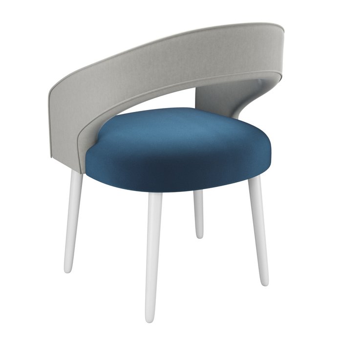 Стул-кресло мягкий Veronica синего цвета на белых ножках - купить Обеденные стулья по цене 20398.0