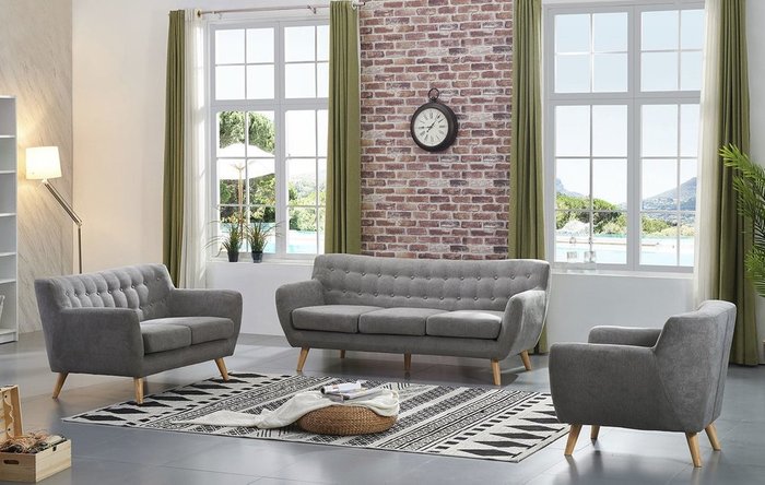 Прямой диван Copenhagen темно-серого цвета - купить Прямые диваны по цене 54897.0
