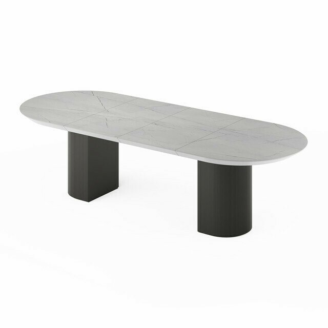 Раздвижной обеденный стол Гиртаб бело-черного цвета - лучшие Обеденные столы в INMYROOM