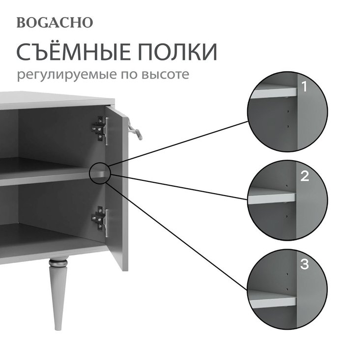 Тумба под ТВ Арт Колор matte Стайл Голд 155 серого цвета - лучшие Тумбы для ТВ в INMYROOM