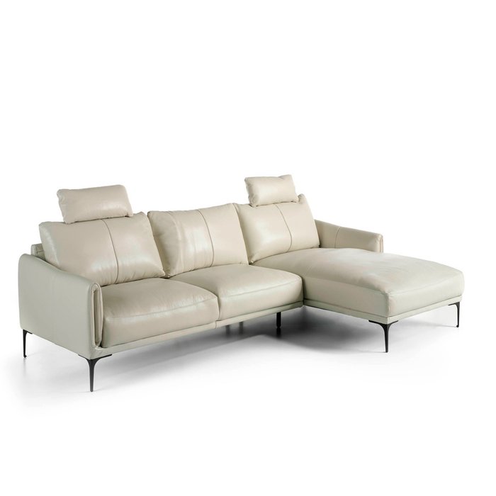 Угловой диван с правым углом белого цвета