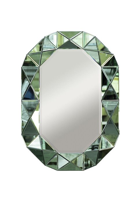 Настенное зеркало в зеленой зеркальной раме 