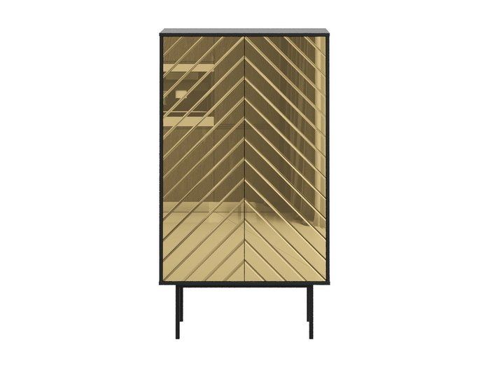 Шкаф двухдверный Boho с зеркальным фасадом золотого цвета - купить Комоды по цене 43900.0