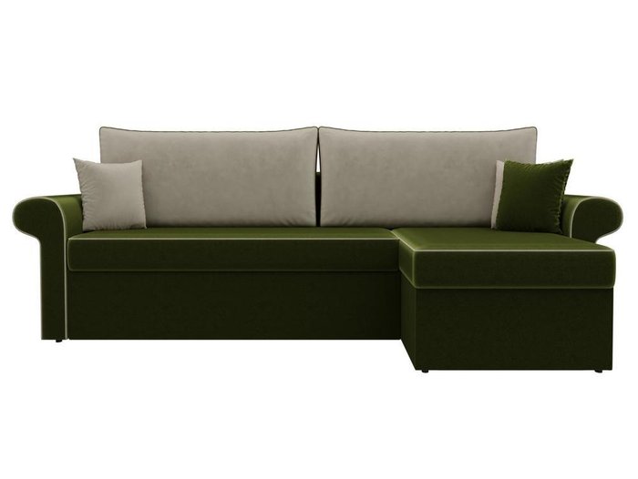 Угловой диван-кровать Милфорд бежево-зеленого цвета правый угол - купить Угловые диваны по цене 43990.0