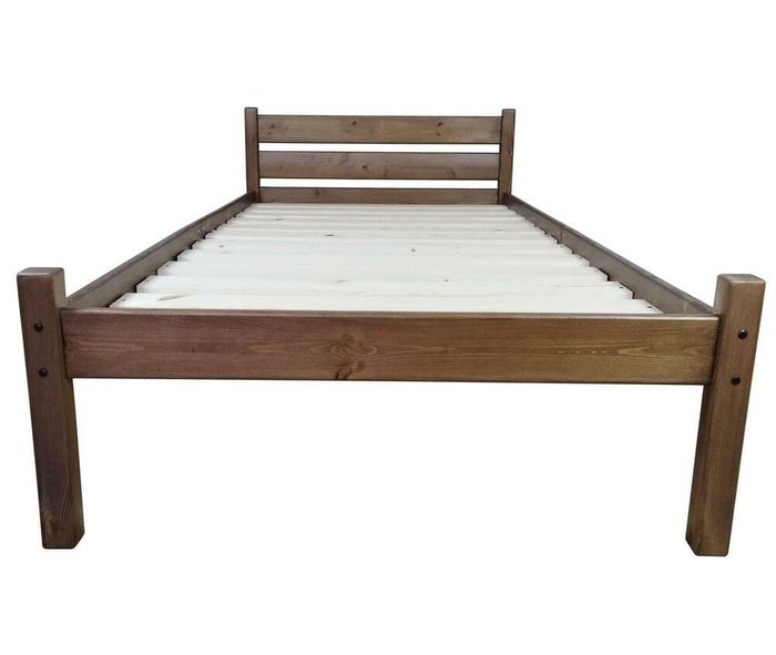 Кровать односпальная Классика Компакт сосновая 90х200 цвета темный дуб - купить Кровати для спальни по цене 8700.0